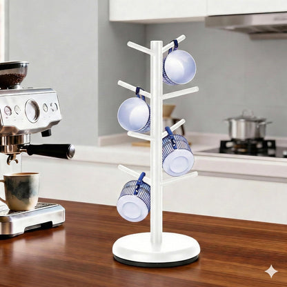 BAMBANG Mug Holder, 360° Rotating Mug Tree Holds 8 Coffee Cups, Space Saving Mug Stand with Stable Base for Kitchen Coffee Bar