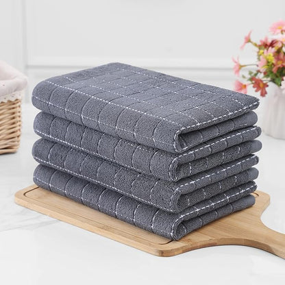 Homaxy 100% Cotton Terry Kitchen Towels, Checkered Designed, Soft and Super