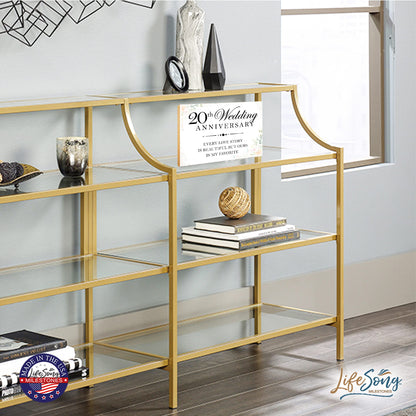 LifeSong Milestones Anniversary Shelf Sitter 5.5x8 - Table Top Décor for Wedding for Couples, Parents, and Her - Wooden Décor (20th White Every Love Story)
