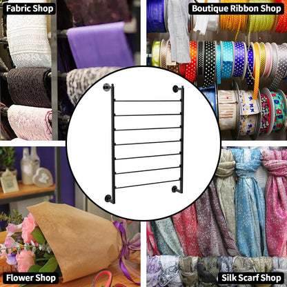 ikare Ribbon Storage Organizer,Wall Mounted Ribbon Organizer,Wrapping Paper Rack,7-Tier Metal Ribbon Storage for Craft Room,Flower Shop,Christmas Gift Wrapping Paper