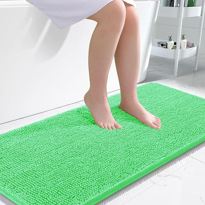OLANLY Large Bathroom Rugs 45x27, Extra Soft Absorbent Chenille Bath Rugs, Rubber Backing Quick Dry, Machine Washable Bath Mats for Bathroom Floor, Tub and Shower, Home Decor Accessories, Mint Green