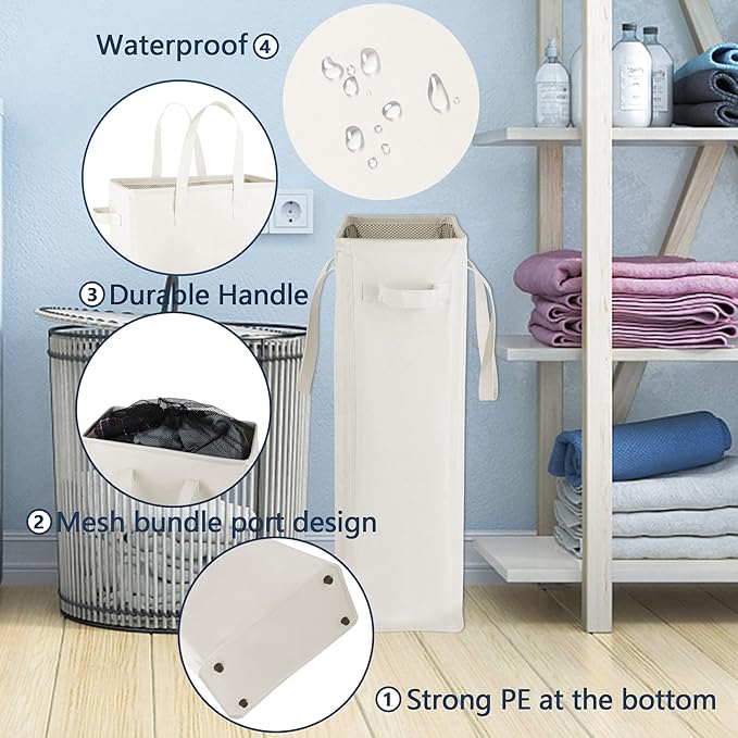 Odonata Slim Laundry Hamper Handles Collapsible Laundry Basket Thin Dirty