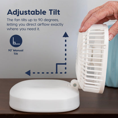 IRIS USA 5" Battery Operated Small Fan, 2 Speeds, D-Battery Powered, Compact Foldable Personal Fan, Portable Travel Mini Desk Fan, Home Office Bedside Picnic Camping Outdoor Use