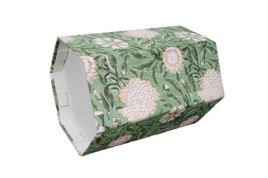 Generic 3.3 Gallon Cotton Hand Block Printed Paper Waste Basket |Small Decorative Trash Can for Housewarming Gifts in Living Room, Bedroom, Bathroom | Eco-Friendly, Plastic-Free (1, GREEN GE.)