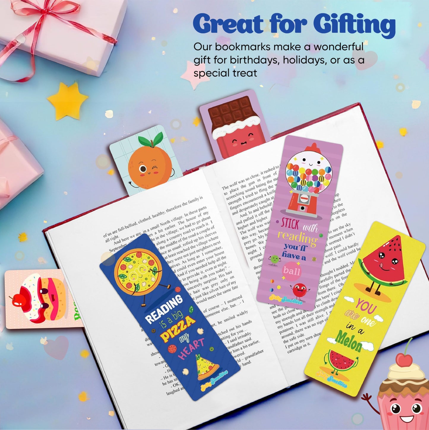 SillySmellies Large Sized Scratch and Sniff Scented Bookmarks, 10 Styles – Fun Smelly Bookmarks for Kids, Teachers, Reading Rewards, Classroom Incentives, & Party Favors (Teacher Pack, 60 Pieces)
