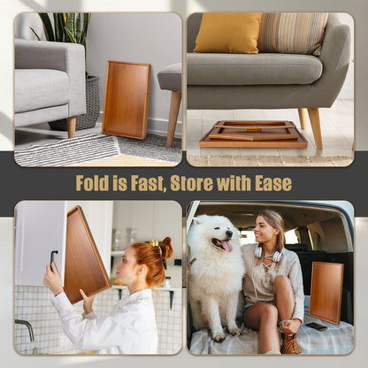 Bmboryxa Bamboo Bed Table Tray with Support Bar and Foldable Legs, Breakfast Food Trays Table for Bed Sofa Eating and Laptops, TV Lap Tray Table on Couch (Applied for Invention Patent)