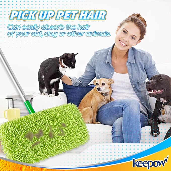 KEEPOW Reusable Microfiber Mop Pads Compatible