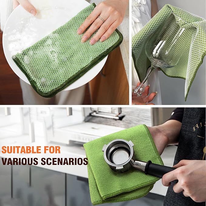 KinHwa Kitchen Washcloths for Dishes Absorbent Microfiber Dish Cloths Quick Dry