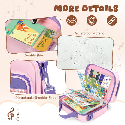LoDrid Trading Card Binder 4 Pocket Compatible with Yoto Cards with 50 Removable Sleeves Holds up to 409 Cards, Card Case with Handle and Shoulder Strap for Travel, Pink, Bag Only, Patent Design