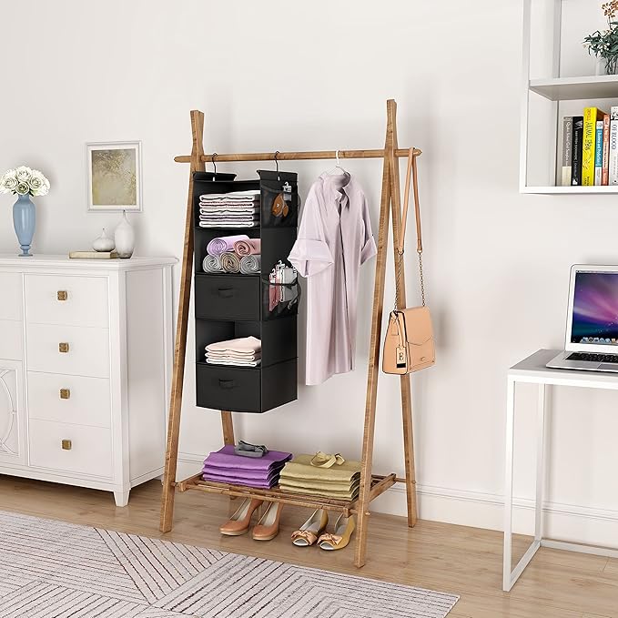 MAX Houser 5 Tier Shelf Hanging Closet Organizer, Cloth Hanging Shelf