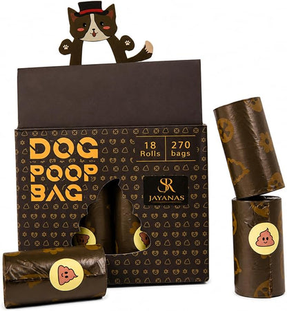 BPI Certified Compostable Dog Poop Bags, 18 Rolls 270 Bags, Coffee-Scented Extra Thick Leak-Proof Waste Bags, Meets ASTM D6400 Standard