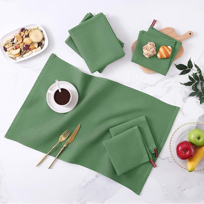 Homaxy 100% Cotton Kitchen Towels and Dishcloths Set