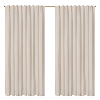 Bedding Craft Natural Taupe Linen Tab Top Curtains – Set of 2, 50x84 Long, Natural Flax Linen Drapes, Window Curtains