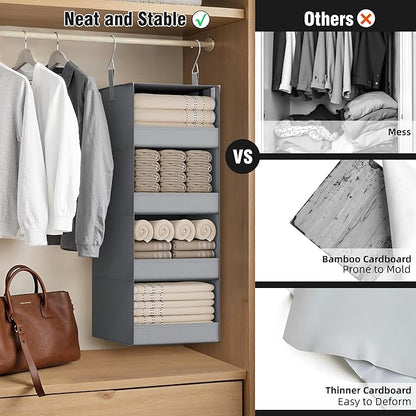 GRANNY SAYS 4-Shelf Hanging Organizer, Closet Hanging Shelves, Closet Hanging