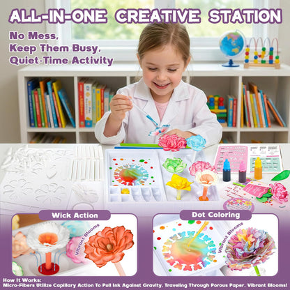 SOCBTNSO Paper Flower Crafts Kit for Kids, Bloomjoy Magic Petal Arts and Crafts Color Science, DIY Bouquet Maker, Flower Making Kit for Girls Age 6 7 8 9 10 11 12, Gifts for Mother Grandma Daughter