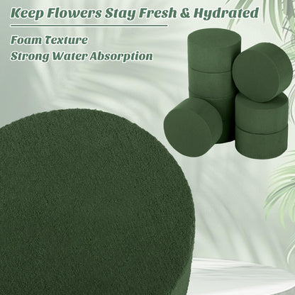 Hahood 18 Packs Round Floral Foam Blocks Green Wet Dry Flower Foam Bricks 3.15 Inch DIY Flower Arrangement Supplies Kit Florist Block for Aisle Flowers Wedding Party Decorations