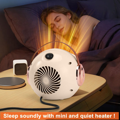 2 Pack Small Desk Heater for Office, Compact Personal Electric Heater with PTC Ceramic Fast Heating 500W, Energy Efficient for Indoor Use, Safe with Overheating & Tip-Over Protection