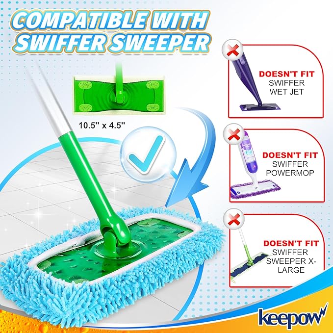 KEEPOW Reusable Dry Sweeping Cloths Microfiber Wet Pads Compatible