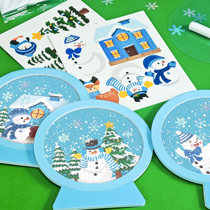 Cinrobiye 12 Set Winter Glitter Snow Globe Craft Kit Christmas DIY Hanging Stickers Ornament Craft Kit for Xmas Tree Decorations Classroom Home Holiday Party Favors Supplies (Winter)