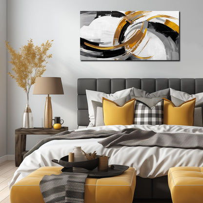 AUUZAIUA Large Abstract Canvas Wall Art for Living Room Black White and Gold Minimalist Line Artwork for Bedroom Office 20"x40"