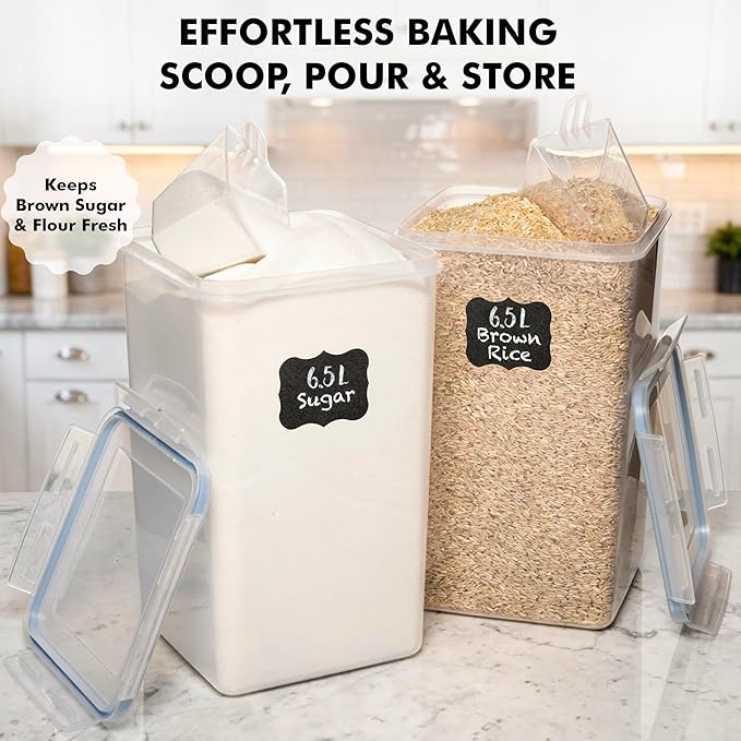 WHITE FEATHER SUPPLIES 2 PC Large Flour Sugar Storage Containers