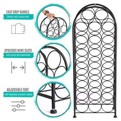 Sorbus Freestanding Wine Rack - Elegant and Unique Bordeaux Chateau Style Floor Wine Stand for 23 Wine Bottle Storage, Champagne, Metal Wine Bottle Holder Stands for Kitchen, Home Bar, Mini Wine Bar