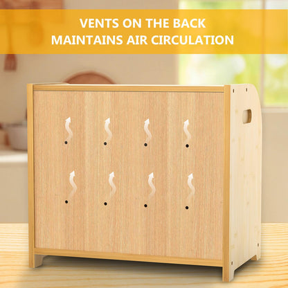 Bambition Bamboo Bread Box for Kitchen Countertop, Roll Top Bread Box for Homemade Bread, Double Layer Bread Storage Container