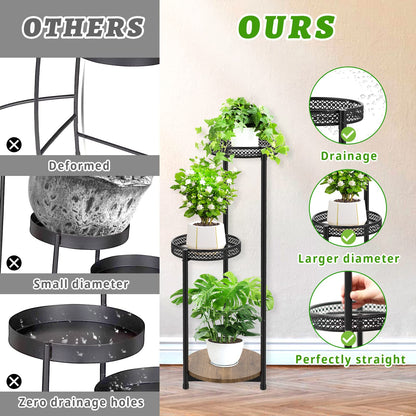 Oppro Plant Stand Set of 2, Tiered Metal Wood Corner Planter Stands Flower Shelf for Indoor Outdoor Plants