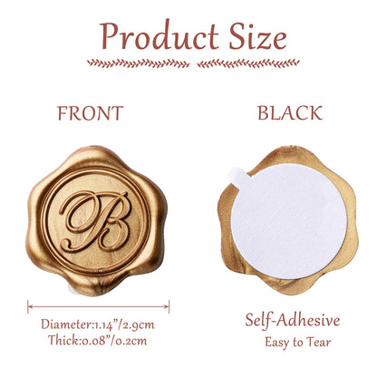 Yoption Initial A Wax Seal Stickers, 100 Pack Antique Gold Self Adhesive Envelope Seal Stickers for Wedding Party Birthday Christmas (A)