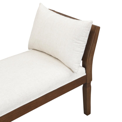 Christopher Knight Home Viko Farmhouse Wooden Living Room Ottoman Bench with Cross-back Detail, Upholstered End of Bed Ottoman with Armrest, Long Entryway Bench, Long Seating for Bedroom, Beige+Walnut
