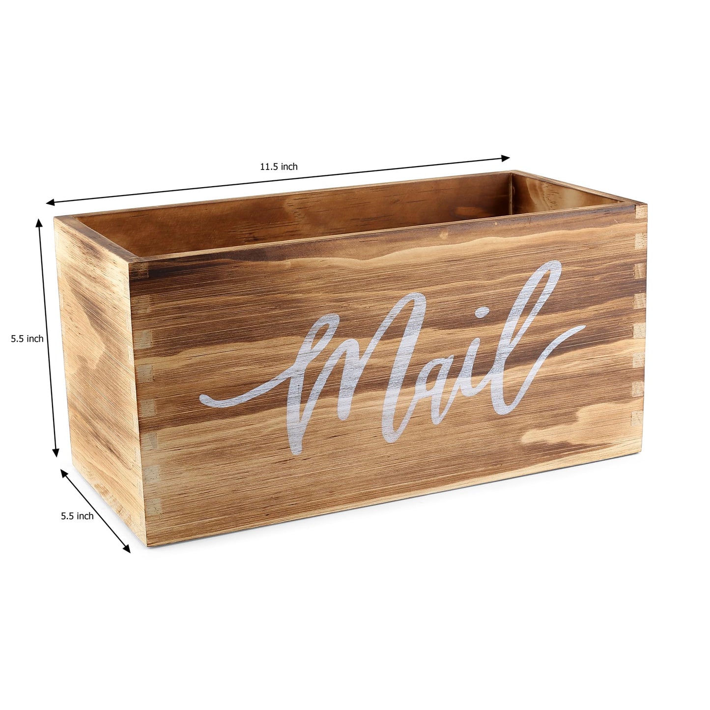 Saverstate Wood Mail Holder Storage Organizer Box, Basket for Work Desktop Letters and mail, Bills, Notes and Postcard Wood Bin for Home Entryway Office Dorm Room(Rustic Brown)