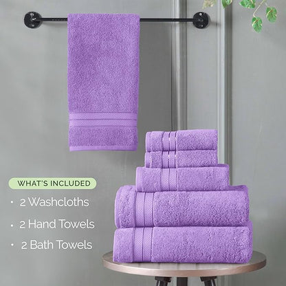 Elegant Comfort Luxury 6-Piece Towel Set, Premium Soft 100% Turkish Cotton