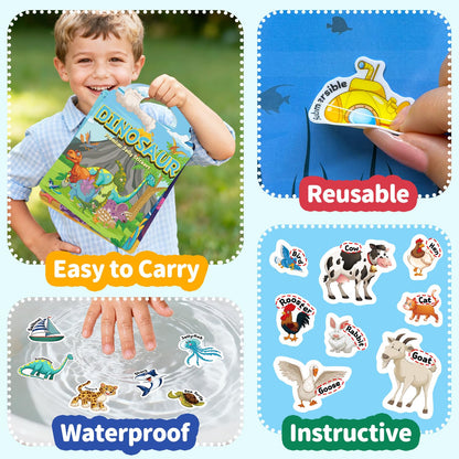 CREATIVETREES 6 Sets Reusable Sticker Book for Toddlers 3-6, Jelly Sticker Books for Toddler, Travel Sticker Activity Toys for Kids 3 4 5 6 Years Old Girls & Boys