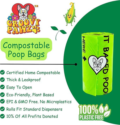 Certified Compostable Dog Poop Bags, 240 Count, Plant Based, Eco Friendly, Extra Strong, Leakproof, No Odor, Pet Supplies