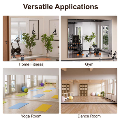 brisafe 2PCS 67"x24" Ultra-Light Wall Mirror for Home Gym & Yoga Studio, Shatterproof Full-Length Mirror with 0.04mm Nano Film, Easy Installation & Commercial Use (60% Insurance Savings)