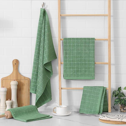 Homaxy 100% Cotton Terry Kitchen Towels, Checkered Designed, Soft and Super