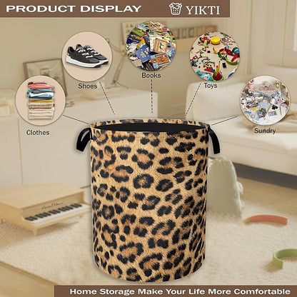 Laundry Hamper, Classic Leopard Laundry Basket, Wildlife Fur Print Portable