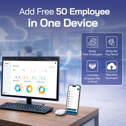 TIMOZIA Cloud-Based Face Attendance Machine, Facial Recognition Time Clock with Mobile App Integration | Auto Salary Calculation & Multi-Branch Support for Businesses | iOS & Android APP