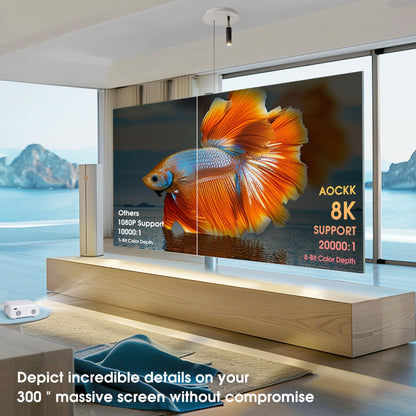 Mini Projector | 4K Support 200" Giant Screen | 500 ANSI Lumens, Bluetooth 5.2 | Portable Outdoor Movie Projector Compatible with TV Stick/Phone/HDMI/PC | Built-in HiFi Speaker | indoor & outdoor use