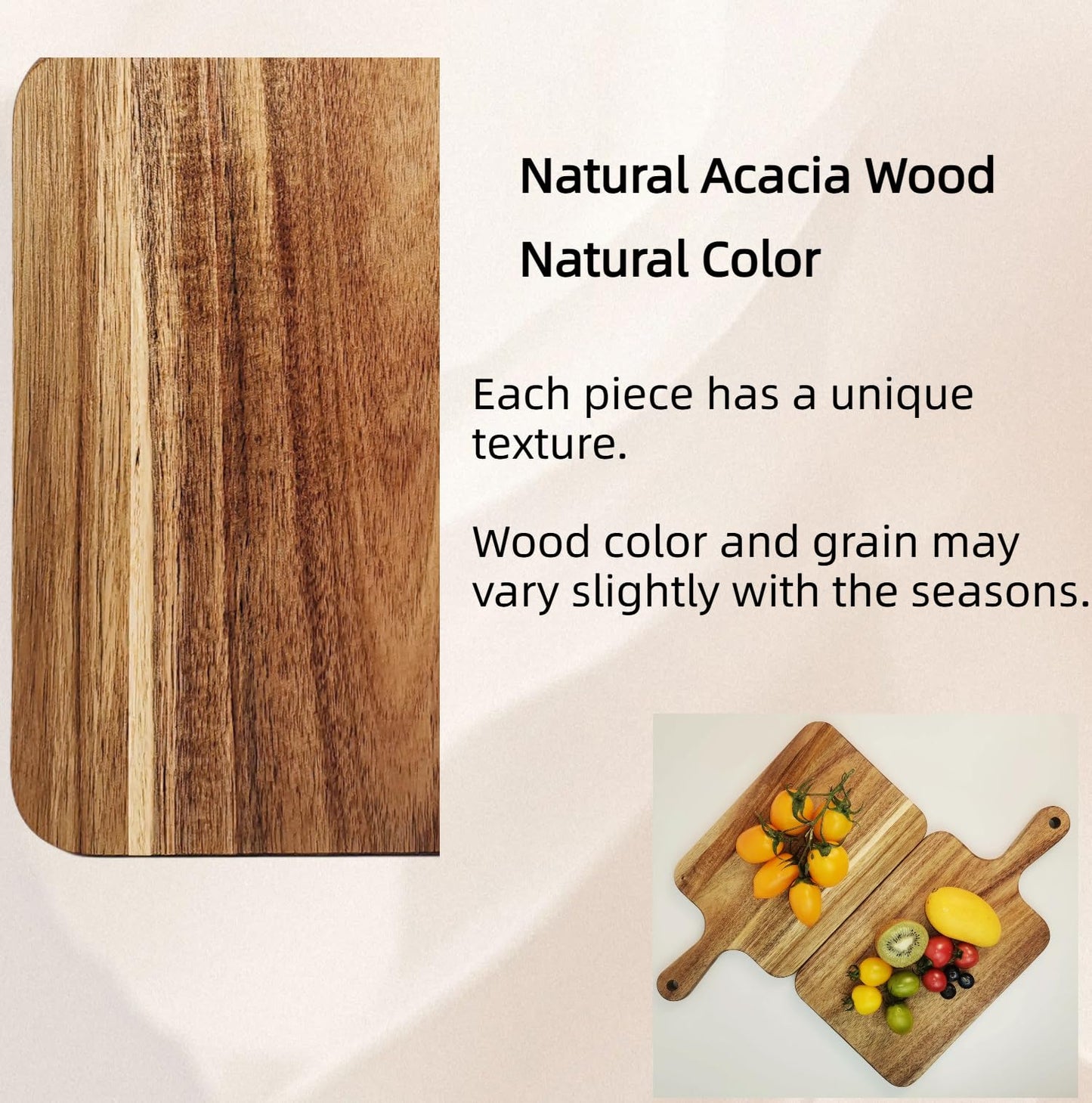 ZeQi Acacia Wood Cutting Board with Handle 13.7''X7'', Charcuterie Board, Serving Board for Cheese, Bread, Meat, Vegetables & Fruits, Natural Wooden Chopping Board for Kitchen