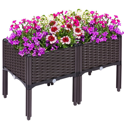 Kalolary 2 Sets Raised Garden Bed Elevated Garden Bed with Legs Patio Plant Boxes Vegetable Flowers Planting Raised Container for Indoor Outdoor Plant Fence Balcony Yard Gardening Supplies