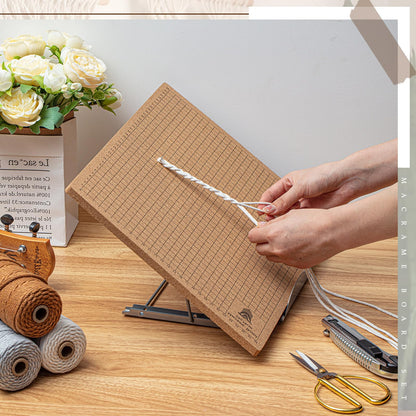 Tandefio 104 Pcs 12x16 Inch Macrame Board and Metal Adjustable Holder with T Pins Clips Macrame Project Supplies Tools Double Sided Grids for Braiding Cording Bracelet Creating