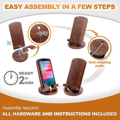 TESLYAR Wood Phone Docking Stations for Men - Desk or Nightstand Organizers
