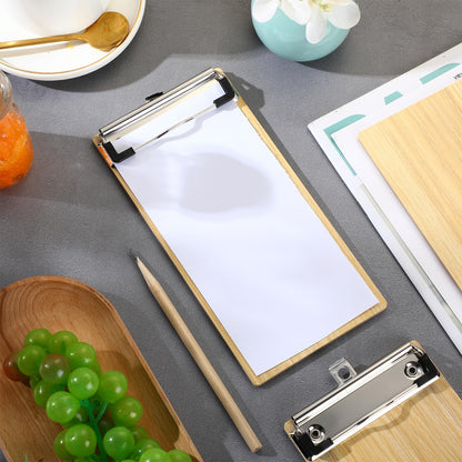 Harloon 50 Pcs Mini Wood Clipboard Check Presenters Bulk Small Wooden Clip Half Page Clipboard Check Presenter for Restaurants Waitress Guest Receipt Menu Holder, 8 x 4'' (Light Brown)