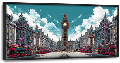 Large Wall Art For Living Room London Big Ben Canvas Wall Decor England Cityscape Pictures Paintings Prints Big Artwork Framed Modern Decorations For Office Bedroom Bathroom Gifts 60" x 30"