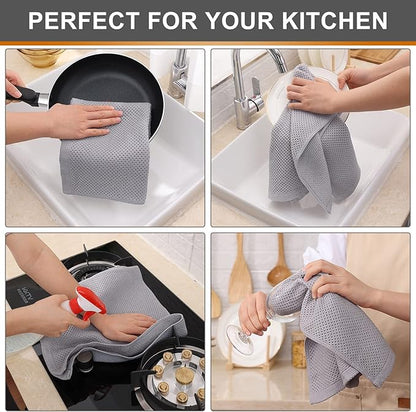 Kitinjoy 100% Cotton Waffle Weave Kitchen Hand Towels