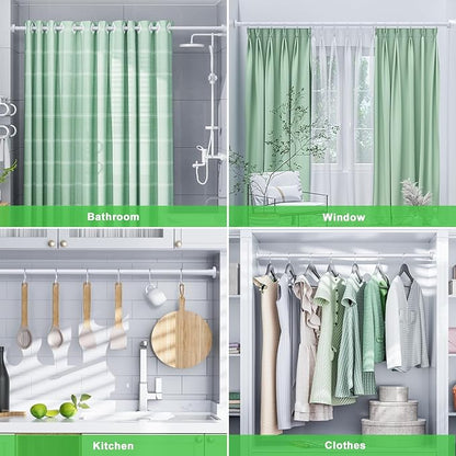 Ausemku Shower Curtain Rod 32-80 Inch Adjustable - 1 Inch Diameter Heavy Duty No drill Spring Tension Shower Rod, Non-Slip Rustproof Telescopic Rod for Bathroom, White