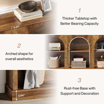Tribesigns Farmhouse Console Table, 63-Inch Long Entryway Table with 3 Tier Storage, Wooden Rectangular Sofa Table Behind The Couch for Entrance, Hallway, Living Room, Brown