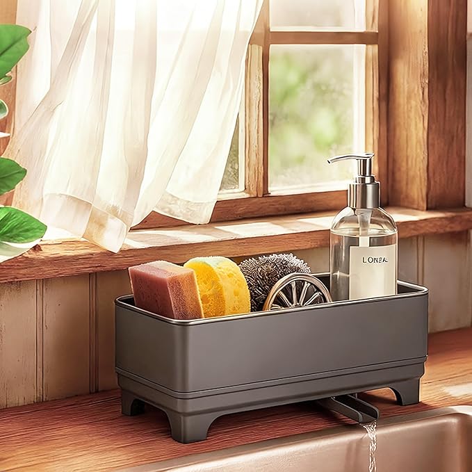 MOUKABAL Sponge Holder for Kitchen Sink – Rustproof Stainless Steel, 360°
