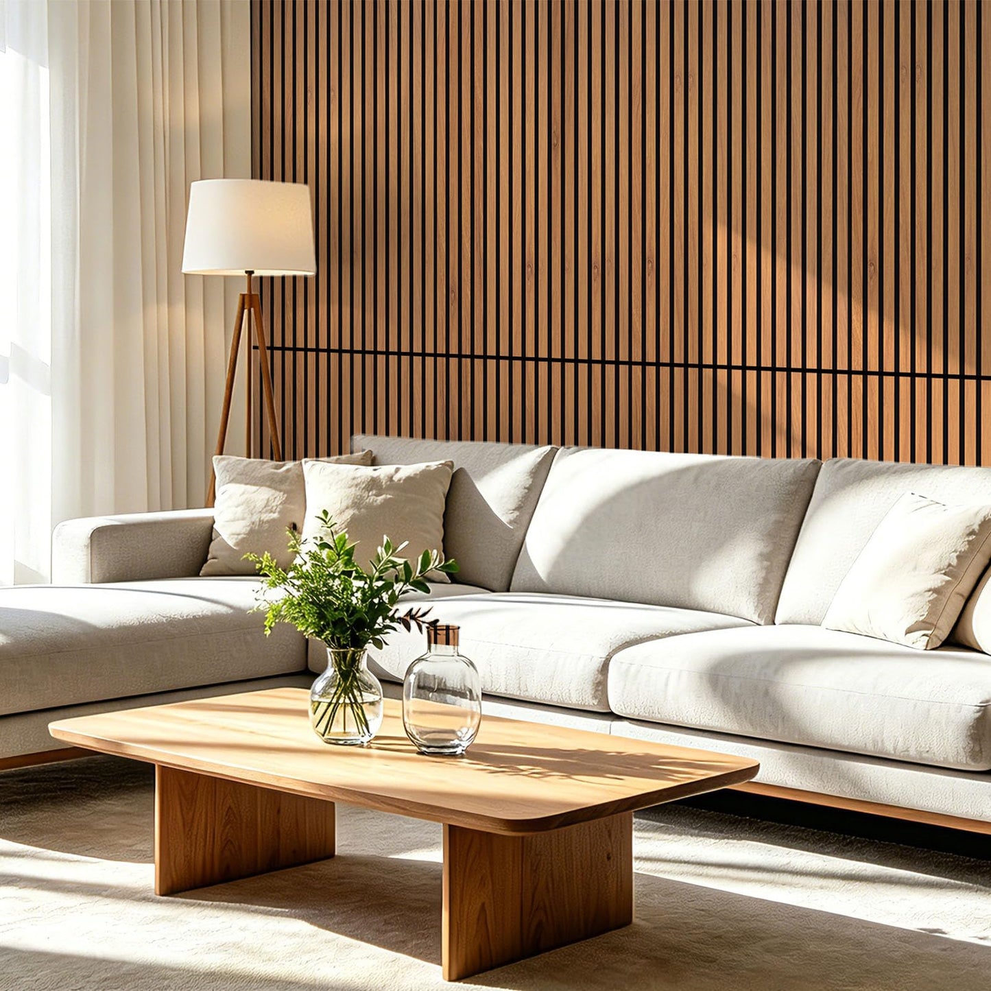 Art3d 4-Pack 47x23.6 Inch Acoustic Panels with Wood Slat Design - Soundproof Wall Panel for Office, Gaming Room & Studio, Ideal for Streamers, Home Workers & Recent Movers, Walnut
